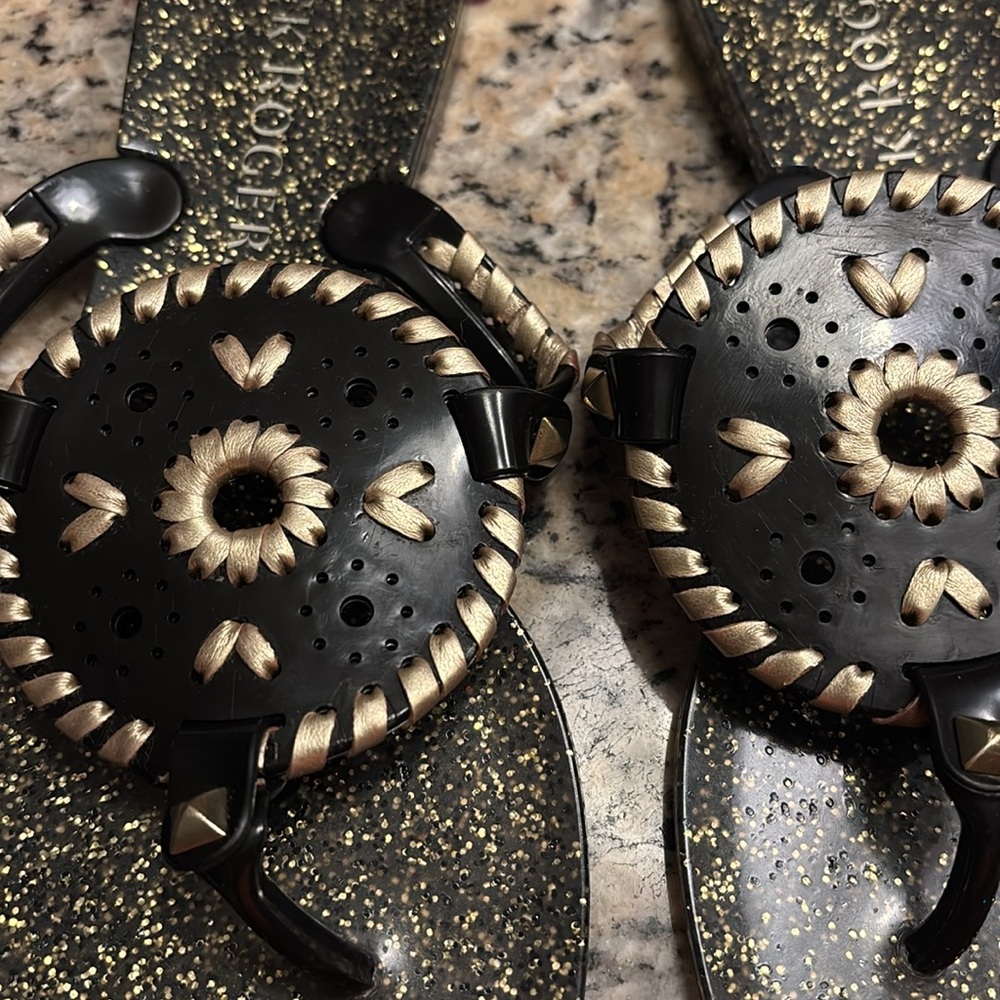 Jack rogers Stylish Black and Gold Women's Sandals - Picture 2 of 4
